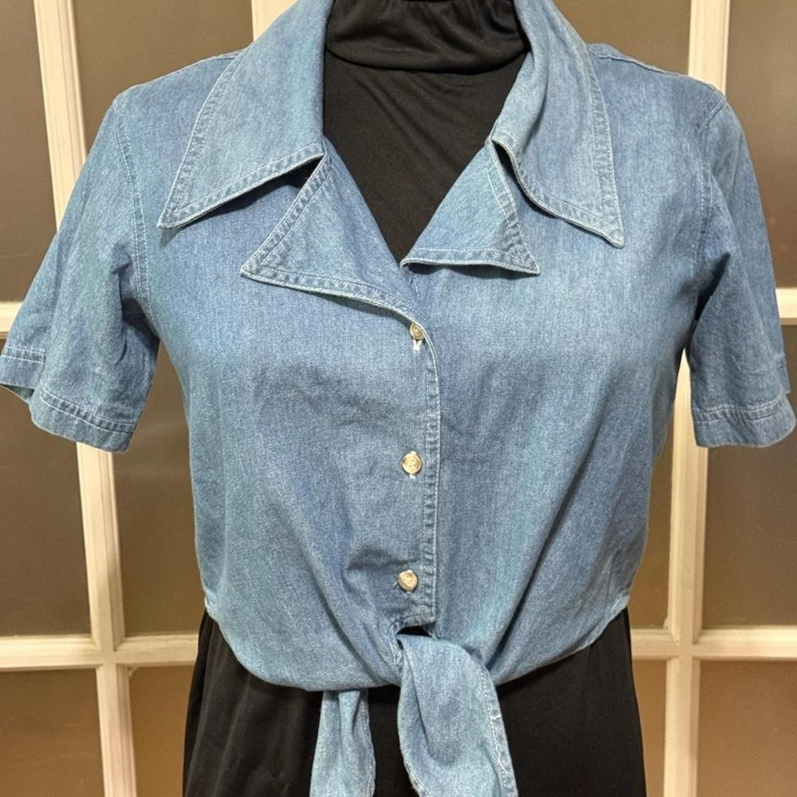 Vintage 90s Forever Wear All Tie-Front Denim Crop Top