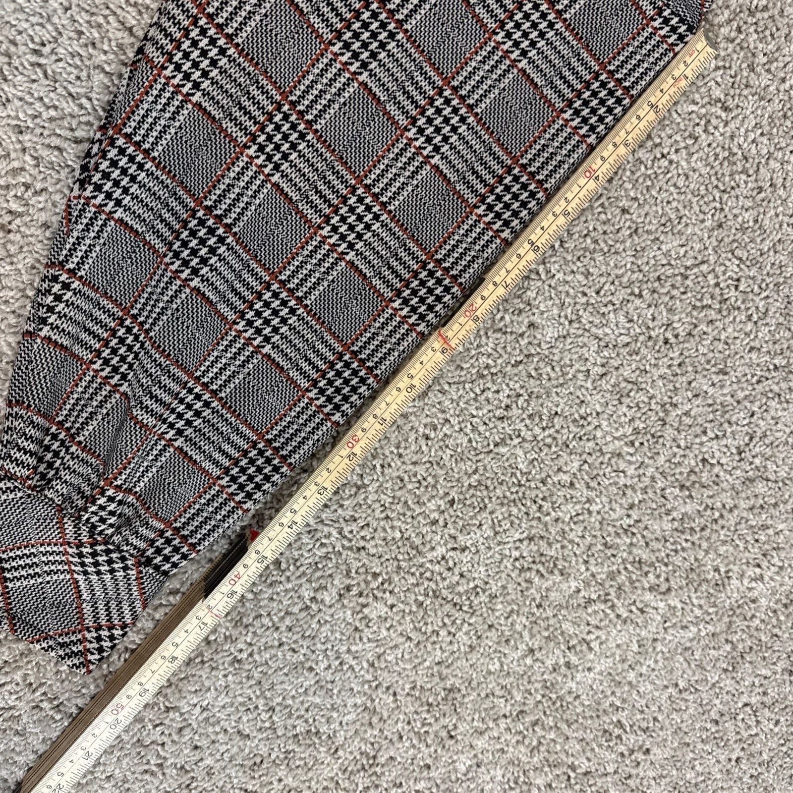 Stradivarius Womens Large Plaid Cropped Blouse Balloon Sleeve Check Top NWT