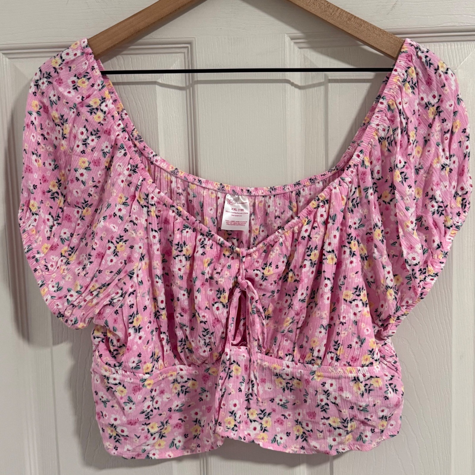 Ditsy Floral Crop Top Womens 2X Coquette Pink Feminine Girly Y2K Fairy Romantic