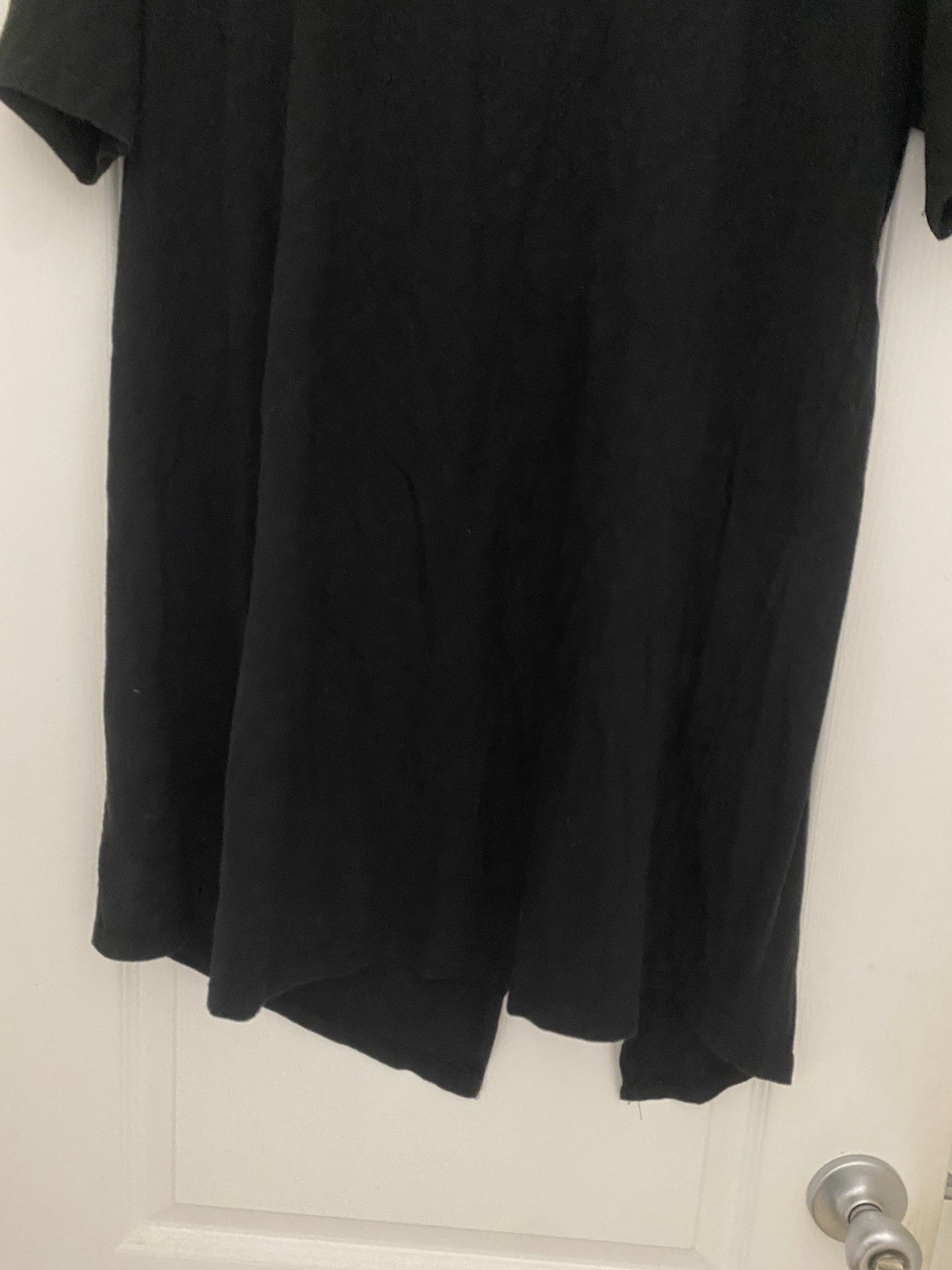 OSE Edgy Black Asymmetrical Slit Open Front Relax Long Length Modern Tunic Tee L
