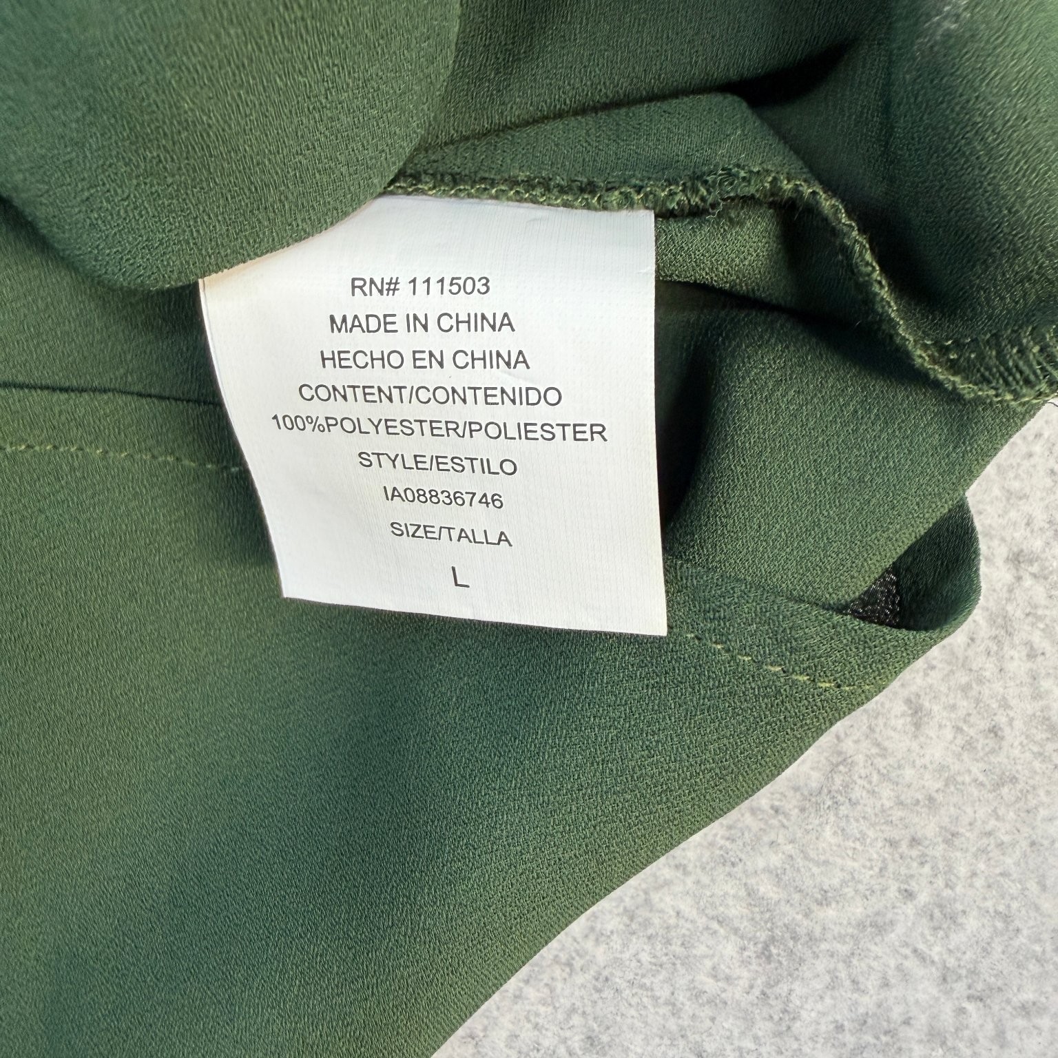 Lily White Women’s Blouse Top Large Deep Green Polyester Round Neck Pocket NWT