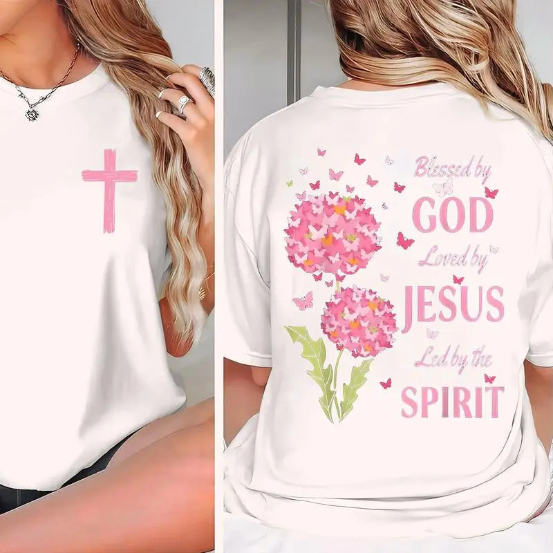 Blessed By God, Loved By Jesus, Led By The Spirit 2 Siđed Tee