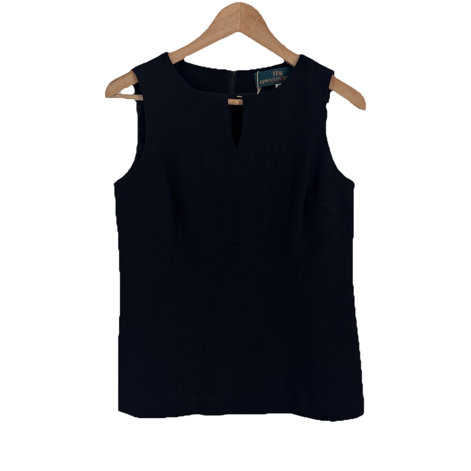 VTG Hawksley & Wight Women Wool Sleeveless Shell Top 4 Black Wool Classic Career