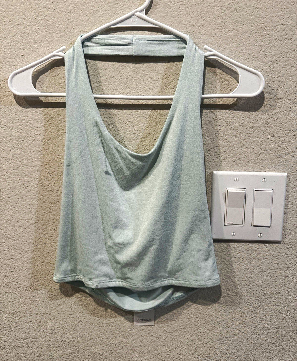 ANTISTAR Light Blue Cowl Neck Draped Racerback Stretch Tank Top Women M
