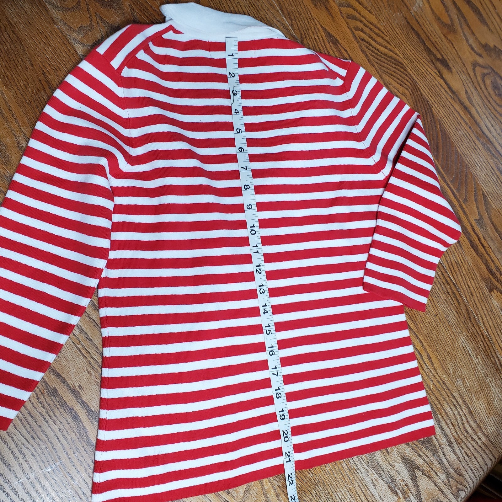 Red and White Stripe 3/4 Sleeve Soft Knit Cotton Lycra Top NWT Linda Lucia