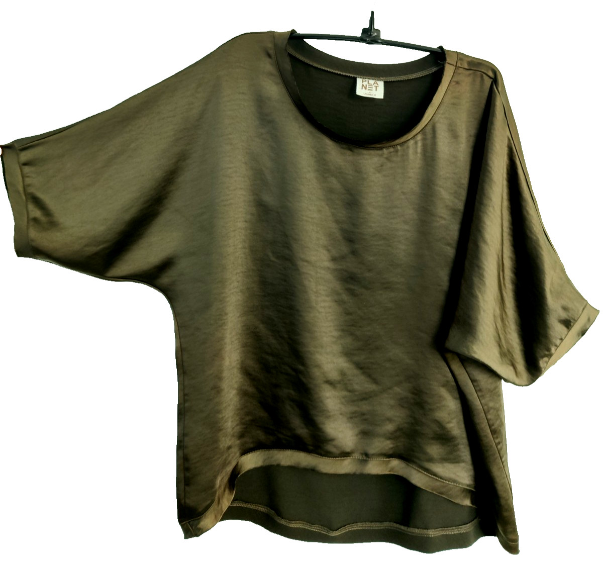 PLANET by Lauren G ONE SIZE fits all BLOUSE Top Shirt Polysilk Sheen XS S M L XL