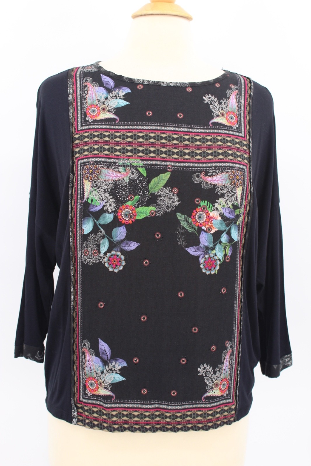 Desigual embellished Top Small Floral Stretch Rhinestones Whimsical Fairy