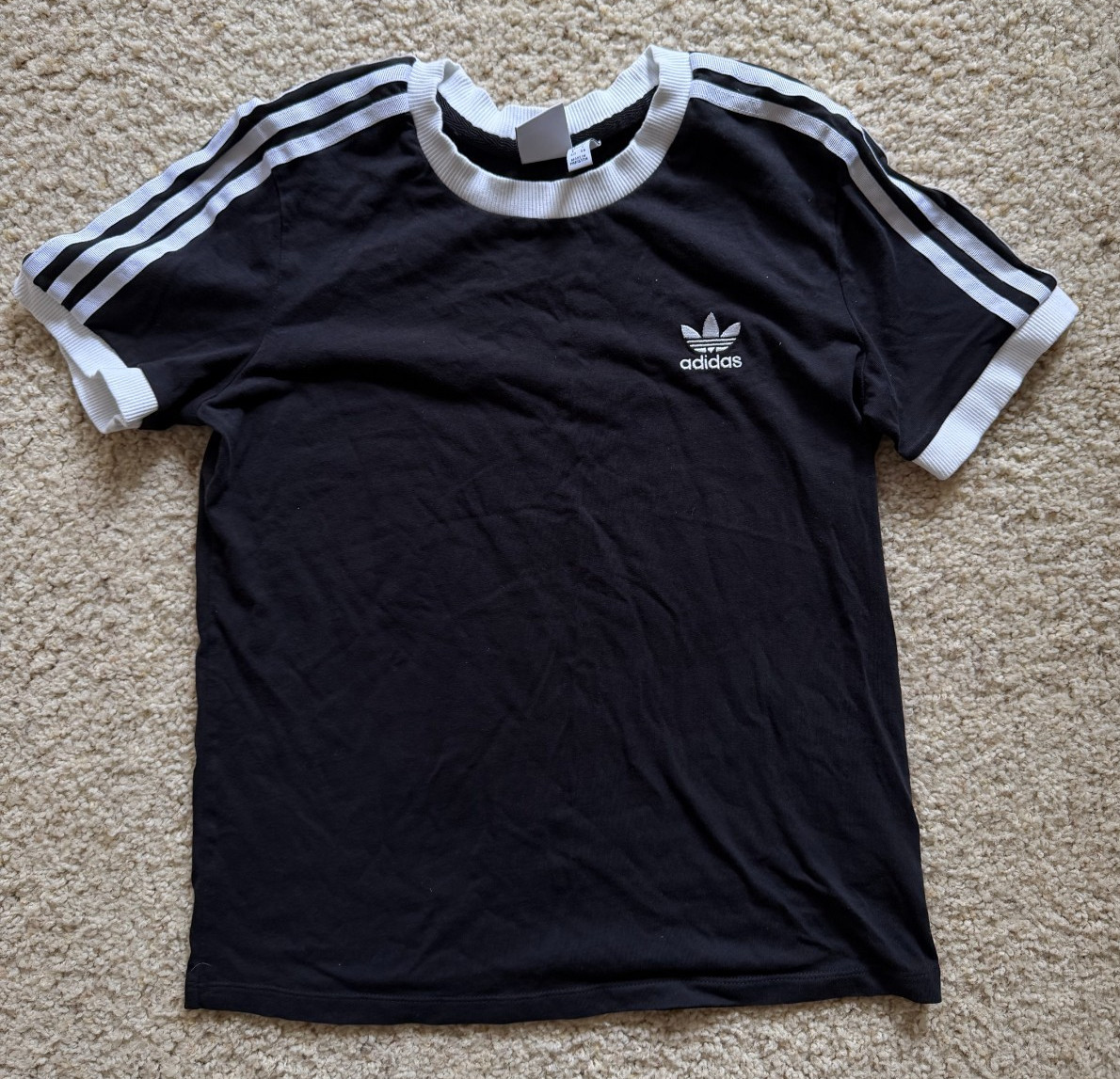 Adidas Originals 3 Stripes Ringer T-Shirt Women’s M Black White Trefoil Tee