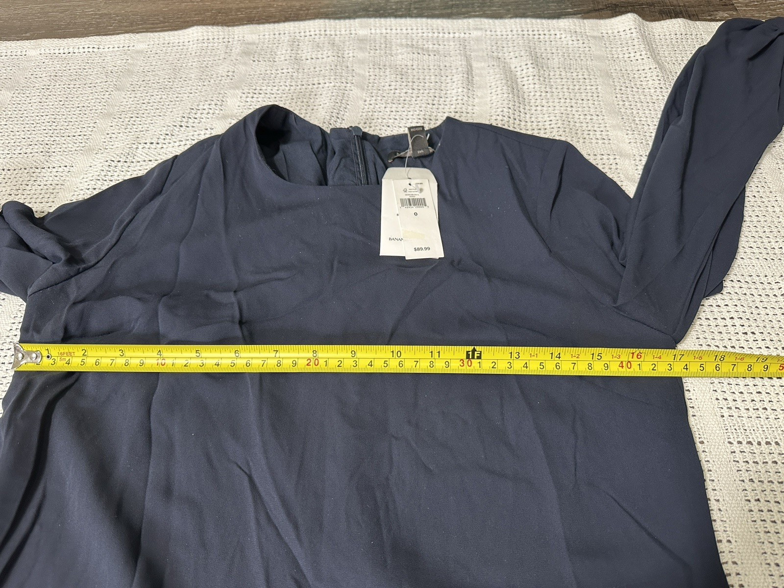Banana Republic Shift Dress Navy Long Sleeve Crew Neck Mini Size 0 NWT