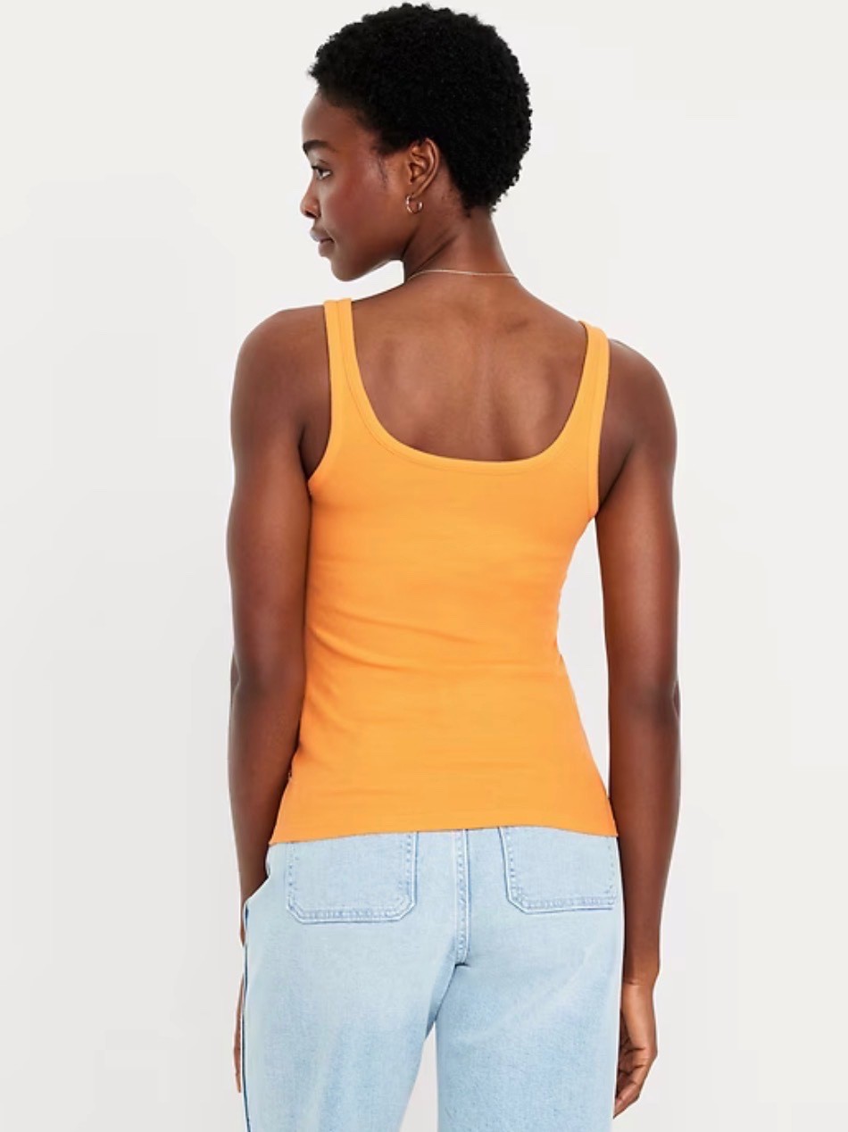 Old Navy Women’s First-Layer Ribbed Scoop-Neck Tank Top Orange Size Medium