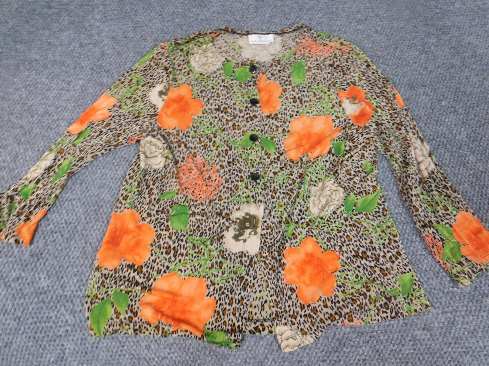 The Travel Collection Womens Blouse Large Brown Floral button down