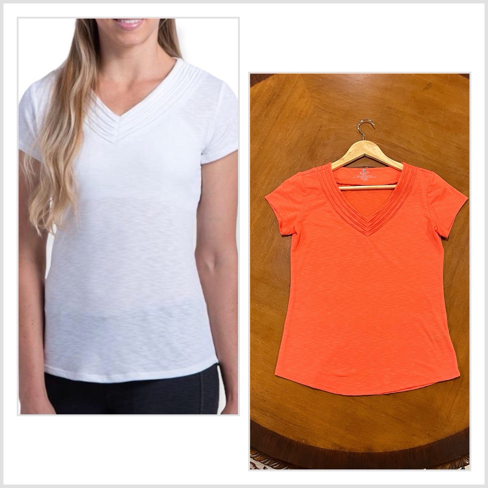 Kuhl Women’s Sora Short-Sleeve V-Neck Tee Coral Small Slub Knit Moisture Wicking