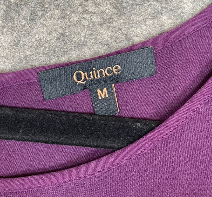 Quince Washable Stretch Silk Tee Womens M Aubergine Purple Blouse Top Minimalist