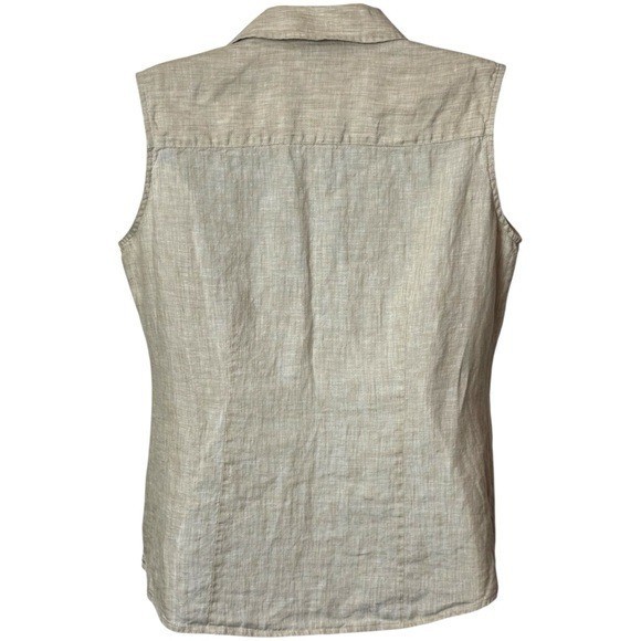 Foxcroft Ivory 100% Linen Fitted Fit Cottagecore Granola Girl Summer Vest 6P