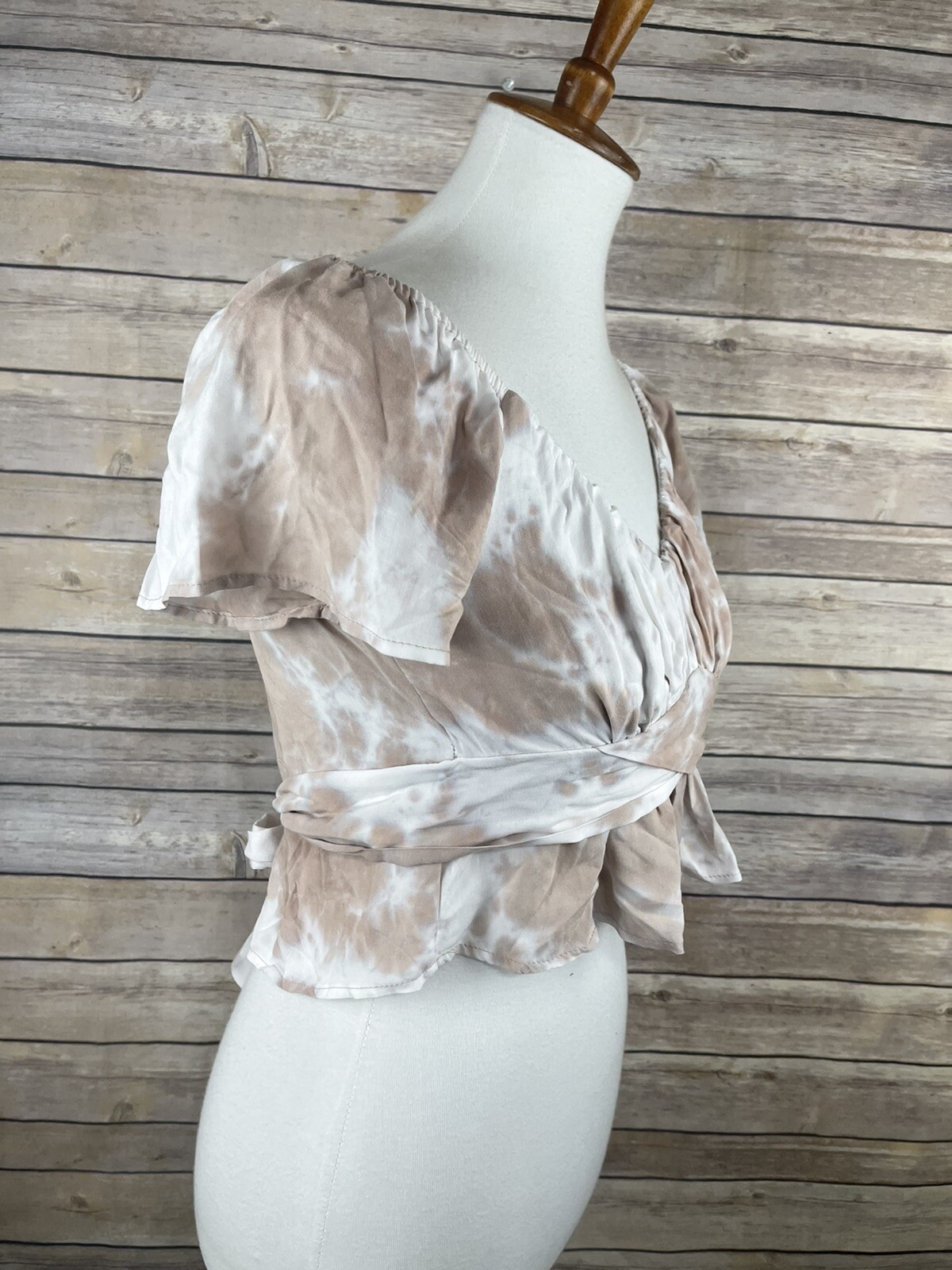 West of Melrose Small Crop Top Tie Back Ruffled Tie Dyed Boho Festival