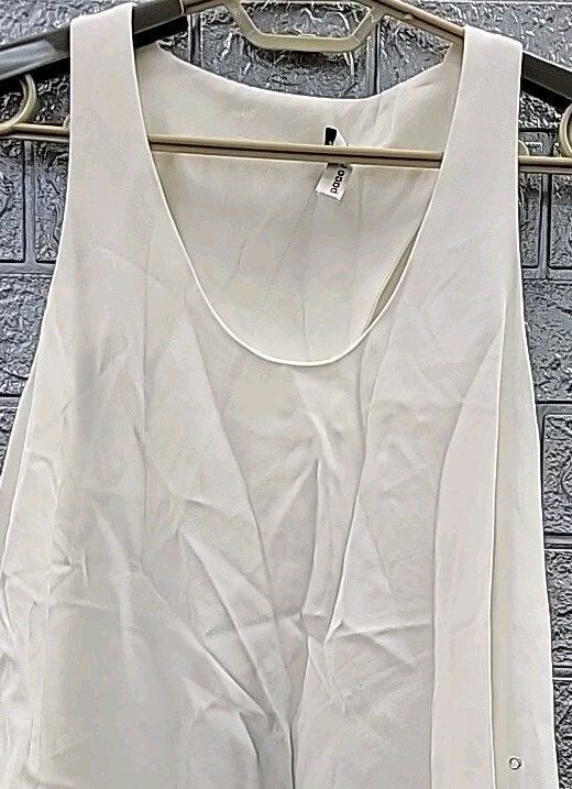 Used Paco Rabanne Split Back Embelished Trim Tank Top White Size 38