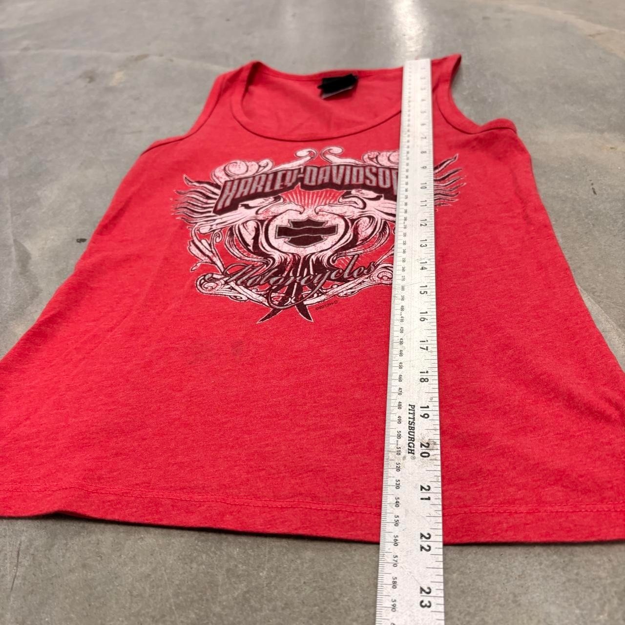 Harley-Davidson Red Graphic Tank Top Women Small Smoky Mountain Biker Y2K Style