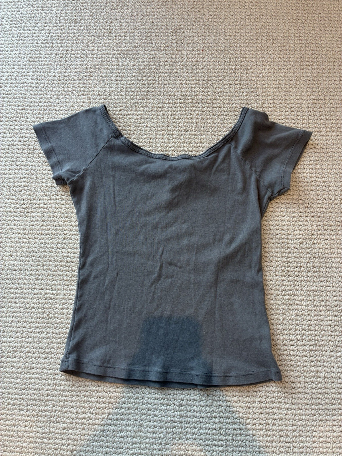 Garage Gray Solid Henley Top Maternity S Scoop Neck Button Cap Sleeve Pullover