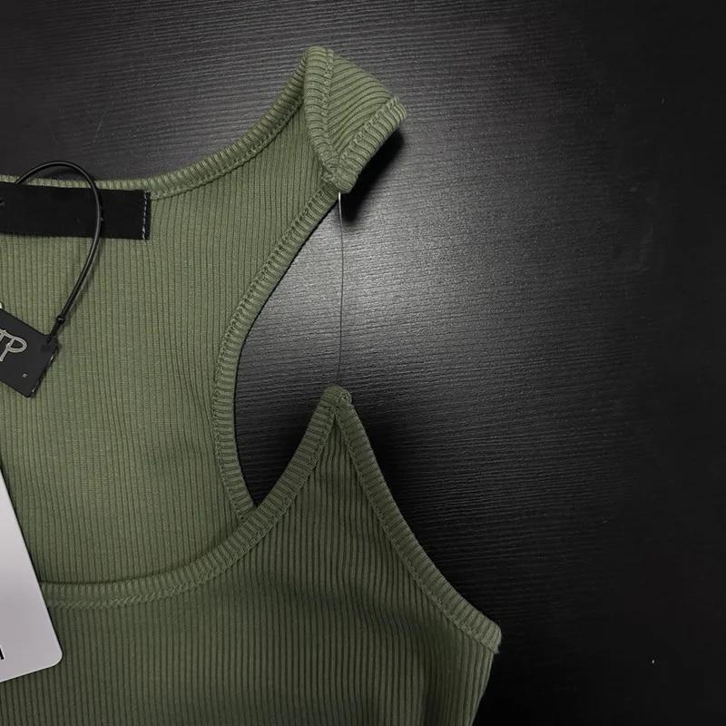 Hot Y/project Vest Ribbed Cami Tank Invisible Strap Design Sleeveless Women Tops