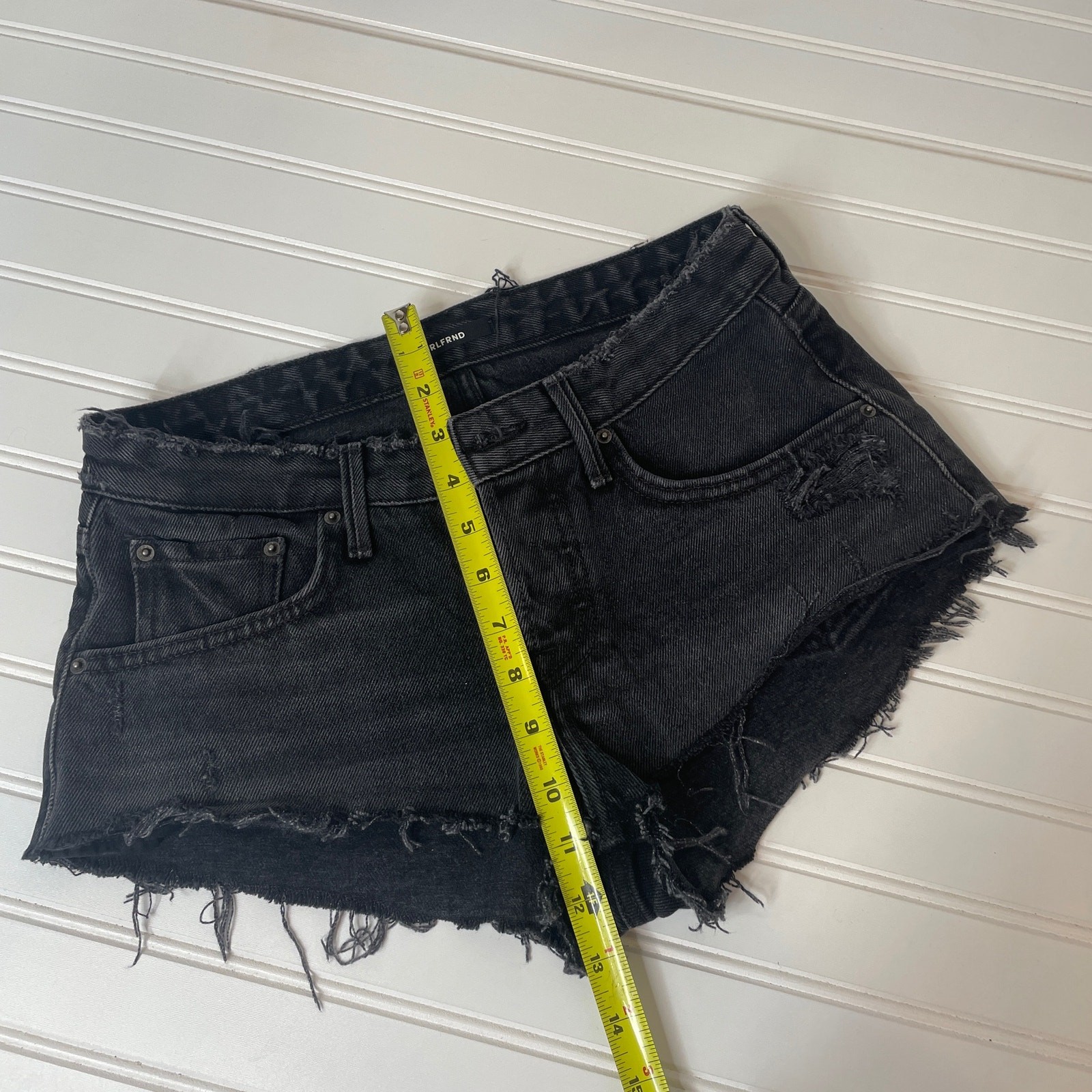 GRLFRND Black Raw Hem Denim Shorts & Fifth Label Striped Tie Front Crop Top Set