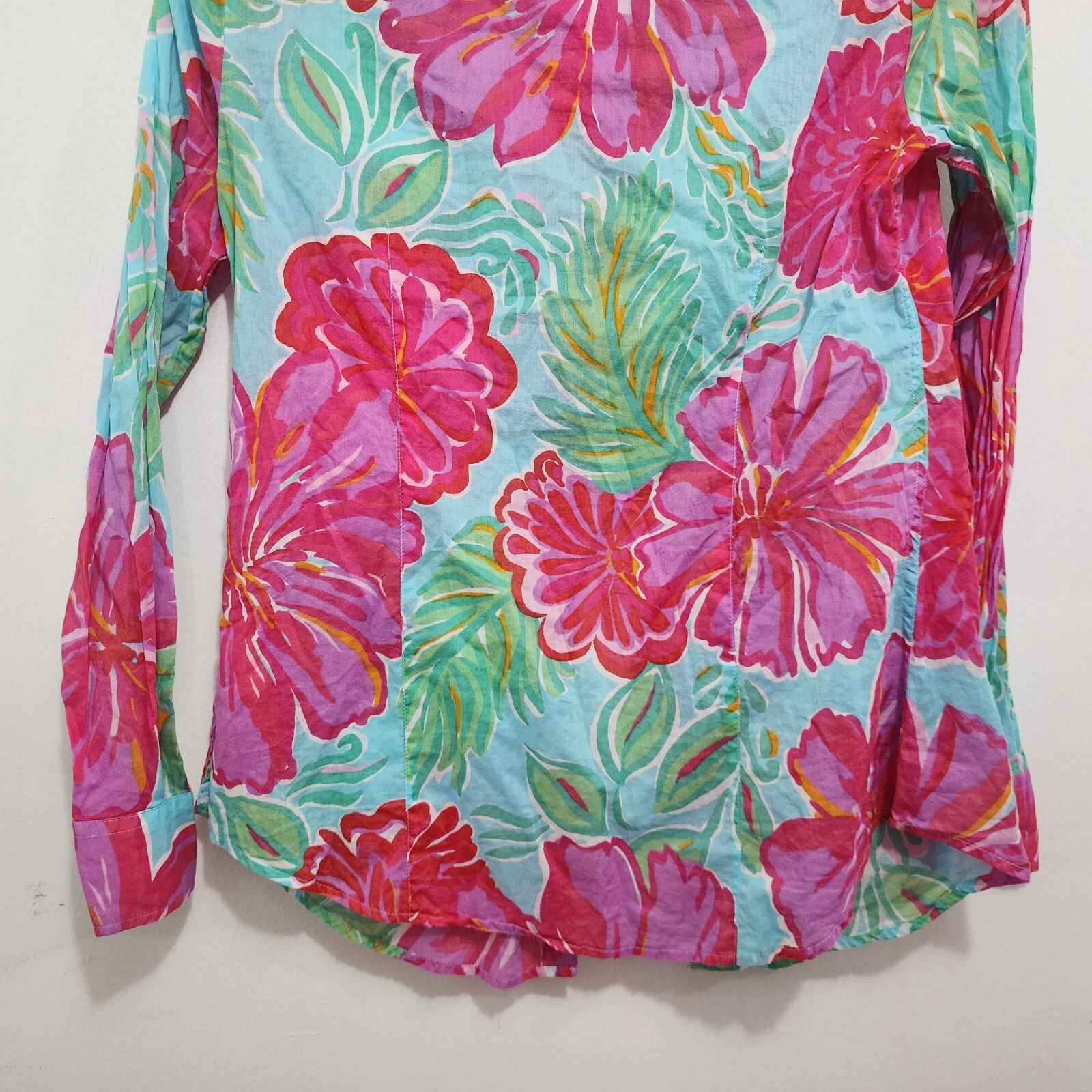 Lilly Pulitzer Button-Front Shirt Shorely Blue Bellina Floral Women’s Size 4