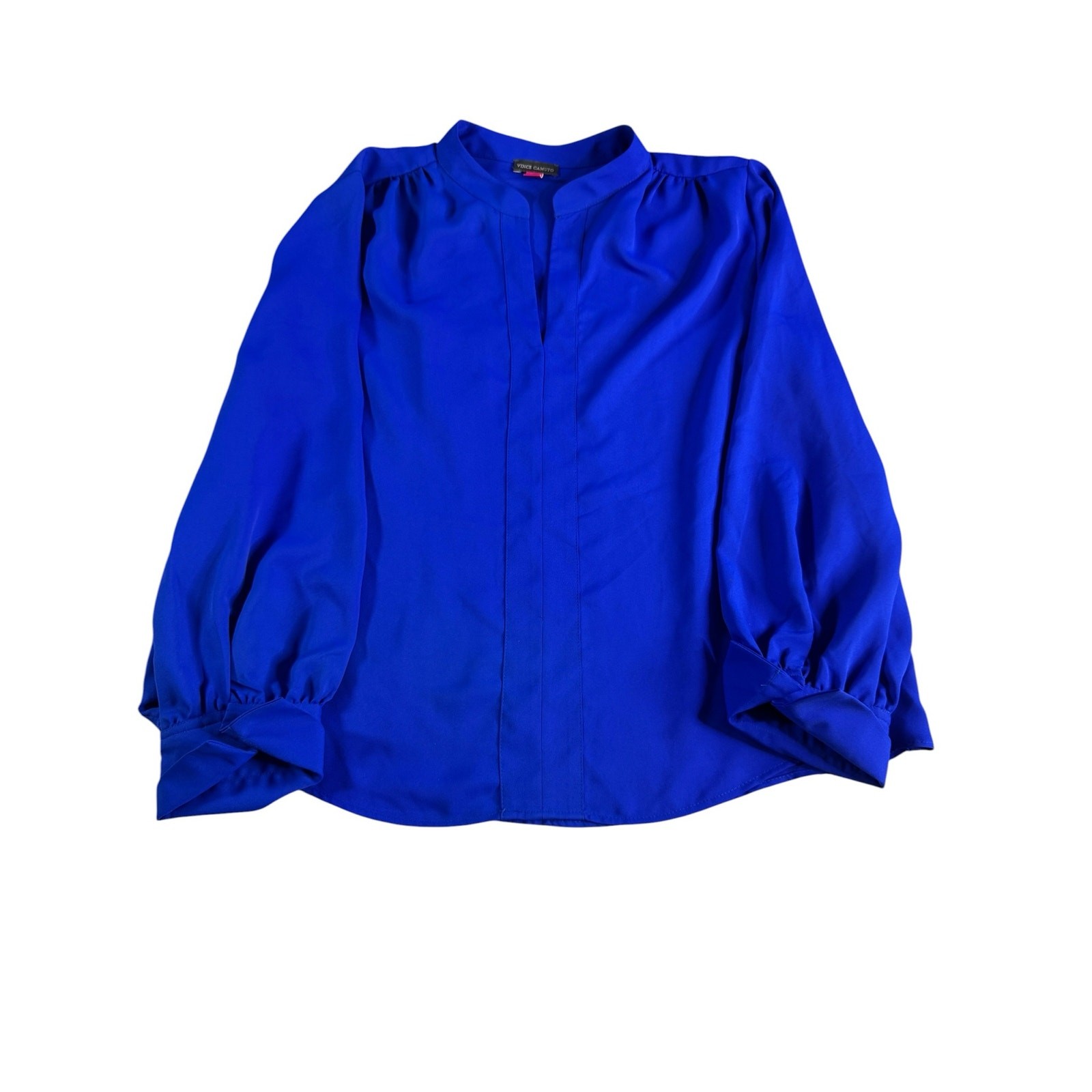 Vince Camuto Womens XL Cobalt Blue Split V Neck Long Sleeve Blouse Career