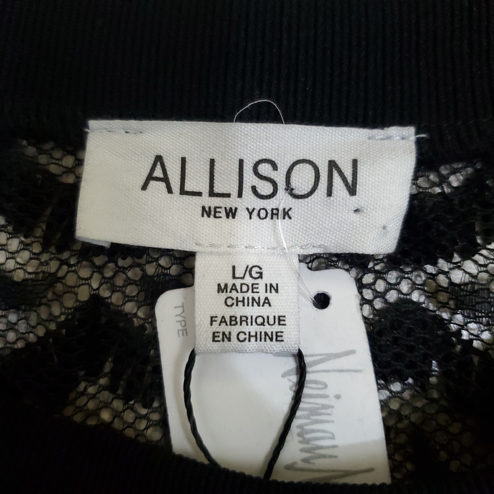Allison New York Black Lace Top Womens Black New Size Large Sheer Pullover Solid