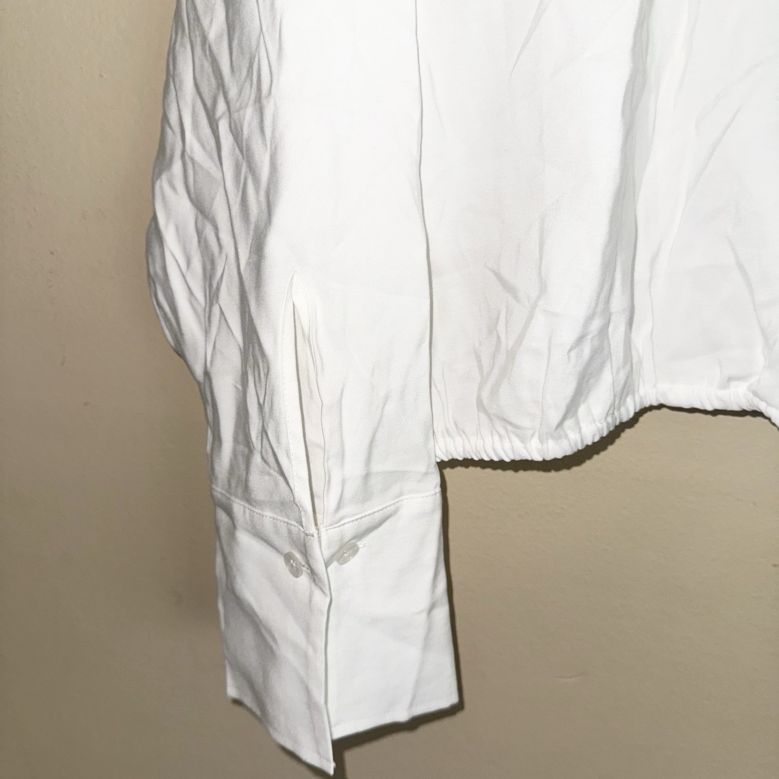 Good American Ivory Long Sleeve Wrap Front Blouse Size 7 (4XL) NWT!
