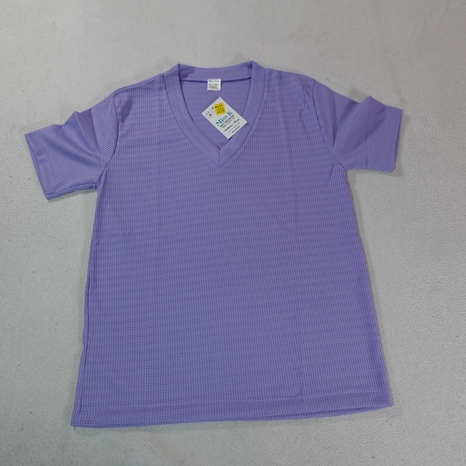 Vintage Miss K Shirt Womens Medium Purple Preppy Knit Old Money Tennis Golf Prep