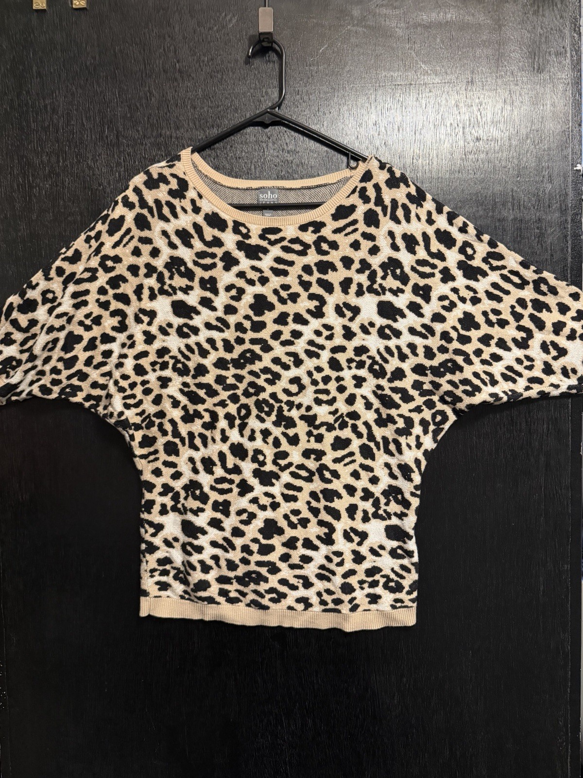 Vintage Womens Leopard Print “ Soho Jeans “ Half Sleeve Top Size M Y2K Classic