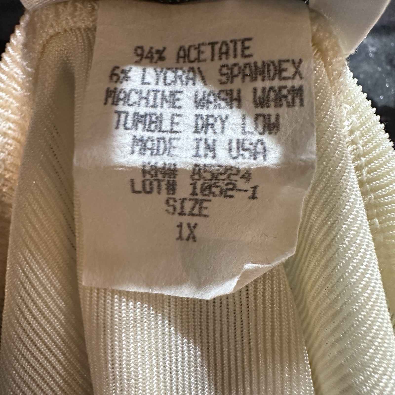 Vtg 90s Sheer Stretch Top Ivory V-Neck Jonden by Linda Leal Made in USA 1X Y2K