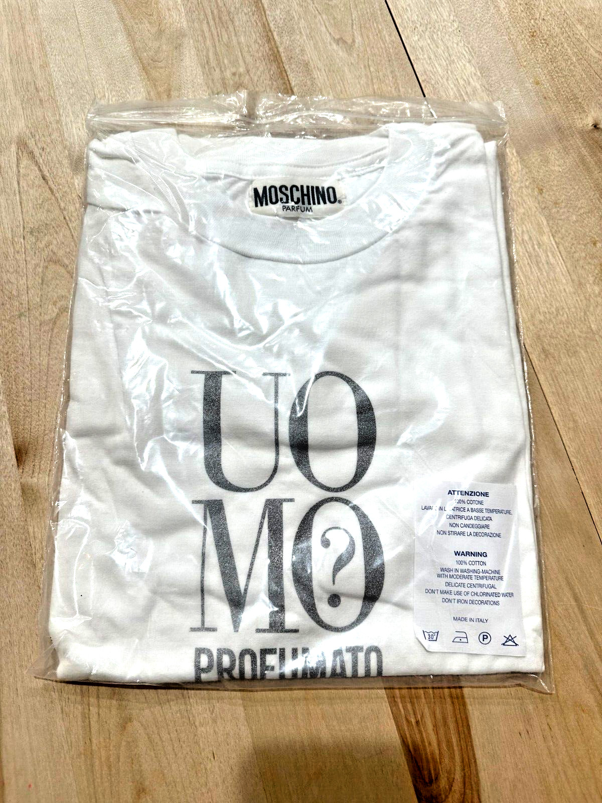 Moschino T Shirt 100% Cotton UO MO PROFUMATO MADE IN ITALY ONE SIZE