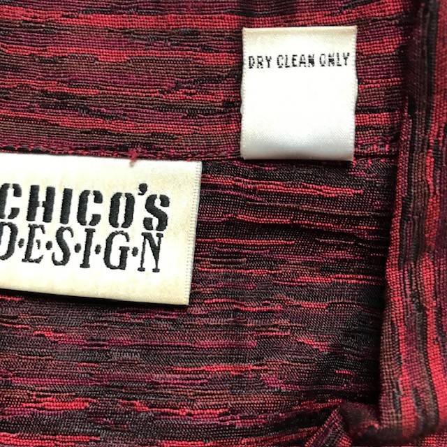 Chico’s Design Top Red Button Up Brocade Long Sleeve Blouse Size 2 (US Size L)