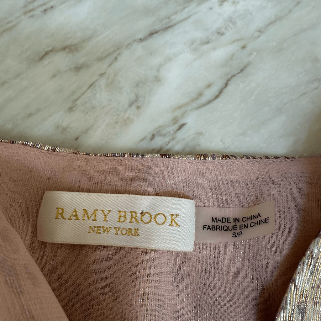 Ramy Brook New York silk printed Norah blouse in blush combo size S