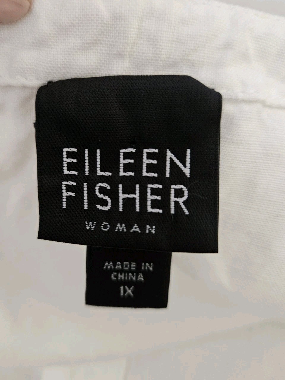 Eileen Fisher 100% Linen White Tunic Top 1X Button Up Lagenlook Womens