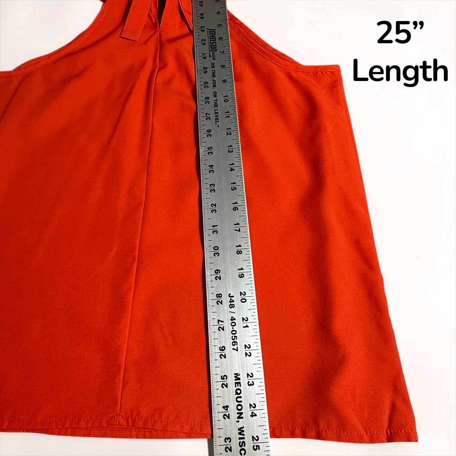 SHEIN Womens Red/Orange Halter Neck Ruffle Tie Back Blouse Top Size L S18298202