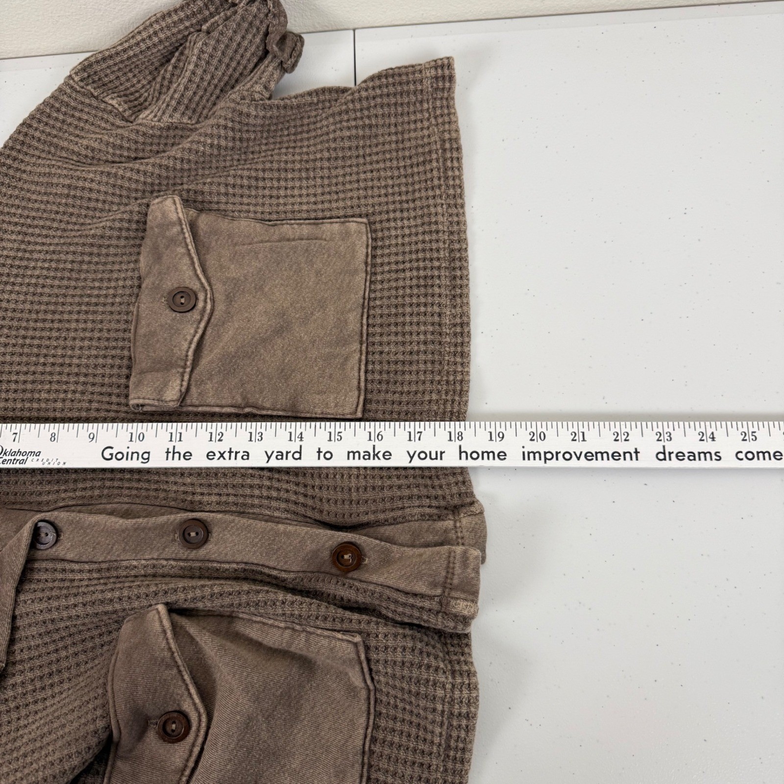 Molly Green Katelyn Shacket Brown Waffle Knit Button Up Crop Top Jacket Medium