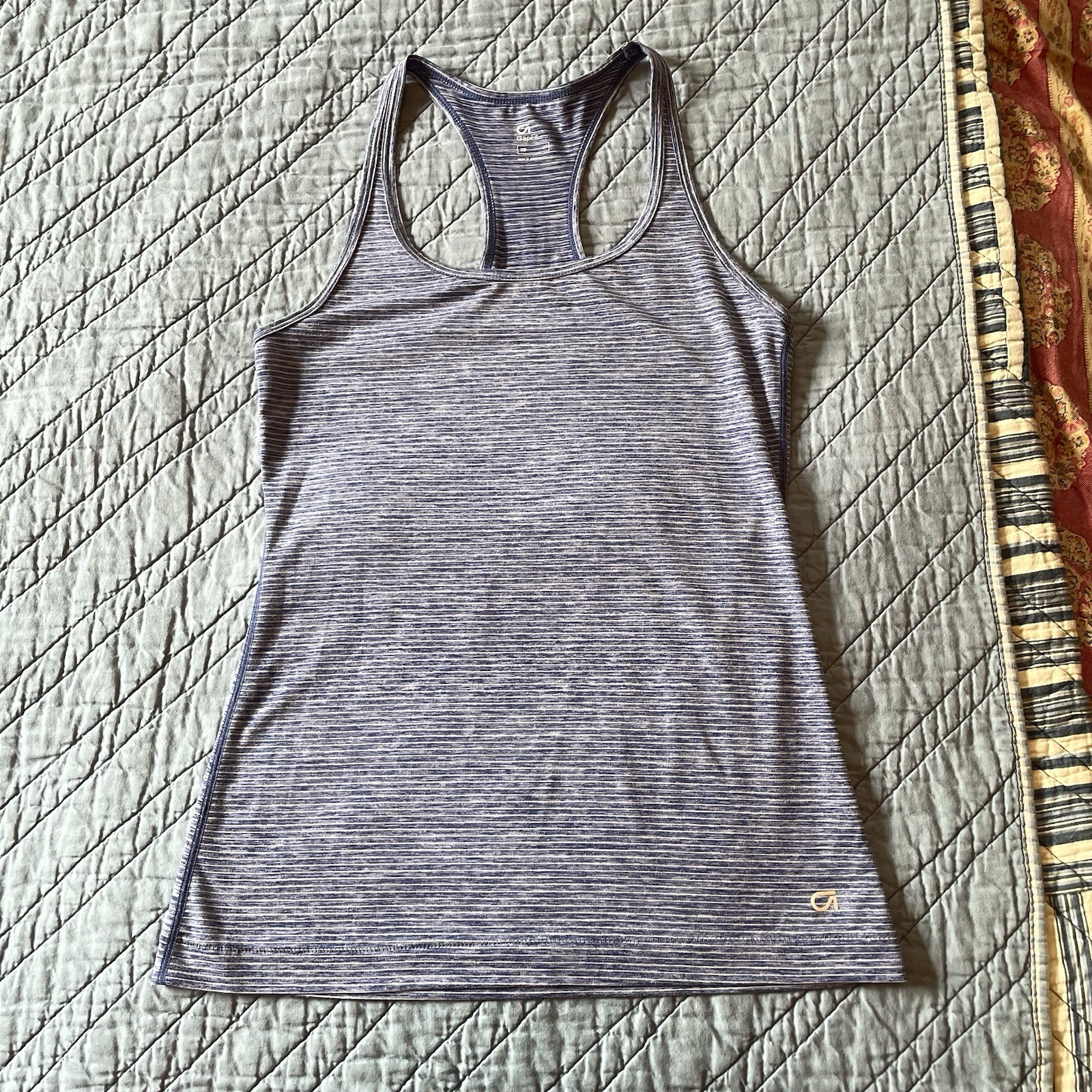 Gap Fit Tank Top Womens XS Blue Striped Gym Exercise Yoga Racerback GapFit
