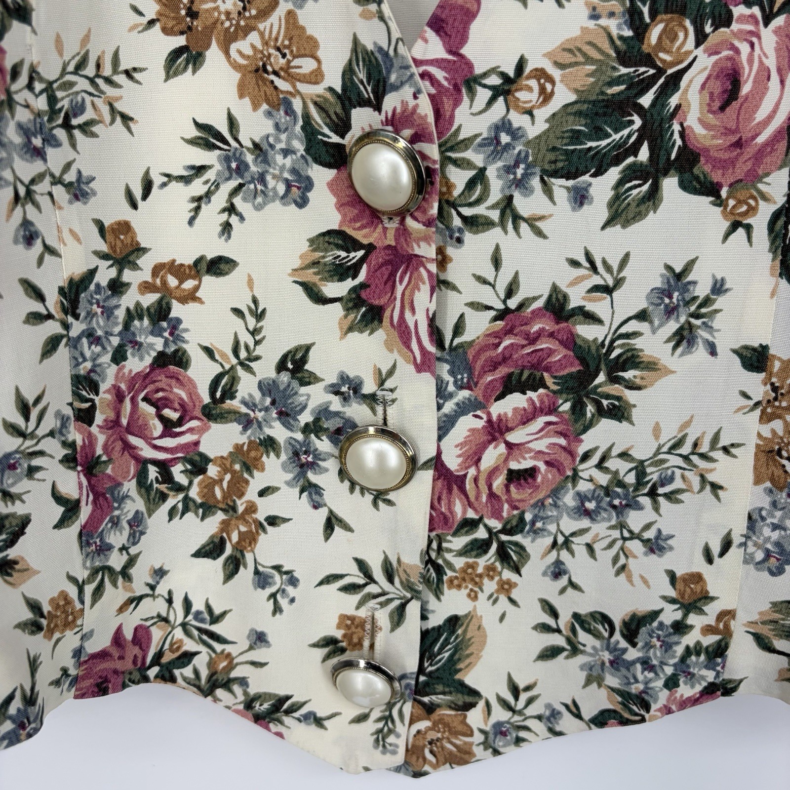 Vtg LA Gal Floral Top M (9/10) Cottagecore Rose Print 90s Romantic Feminine Ivy