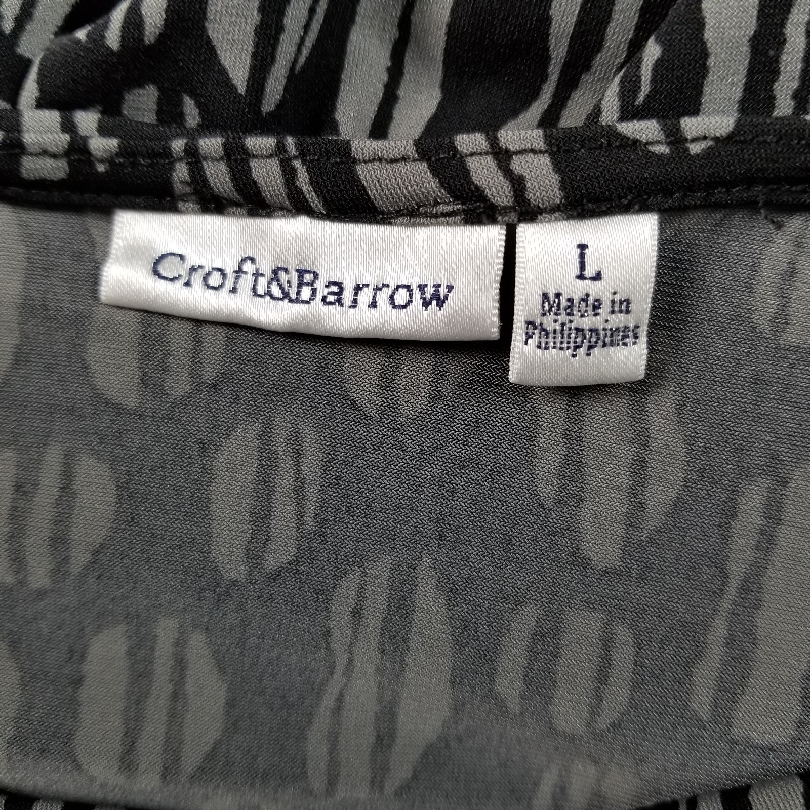 Croft & Barrow Tank Top Women’s Large L Gray Black Abstract Sleeveless Cowl Neck