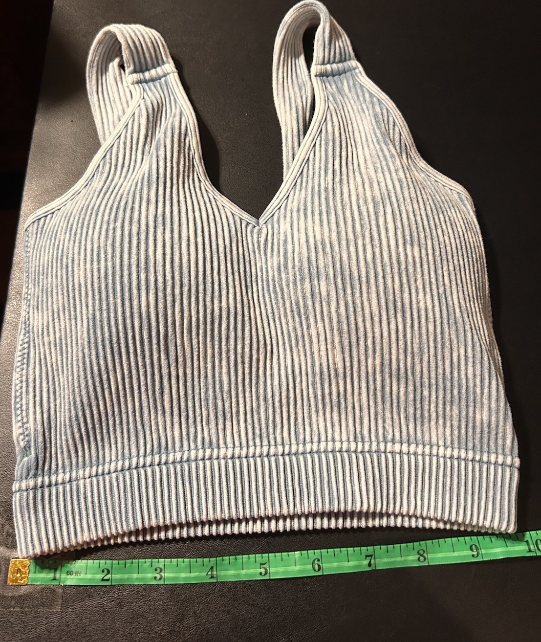 3 Zenana Crop Top Pullover White/Blue Stripe Ribbed S/M