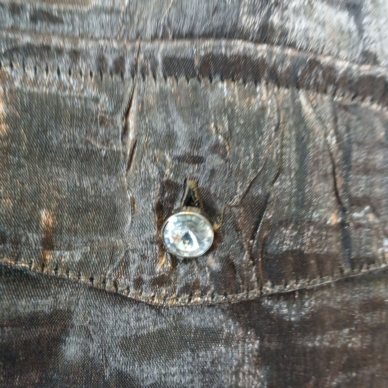 Metallic Brown Button Shirt 3X Rayon Polyester Blend Shiny Texture Button #I-7