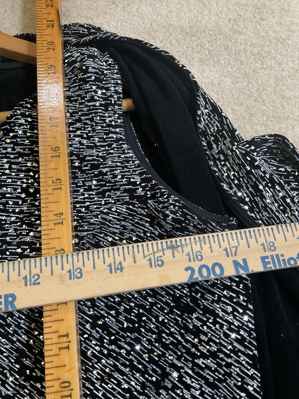 Alex Evenings Sparkle Glitter Cowl Black Silver Vest Jacket Tank Top Cardigan M