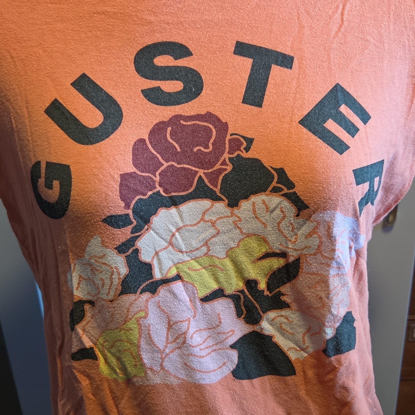 Next Level Women’s Orange Guster Floral Graphic Crew Neck Short Sleeve Tee, L