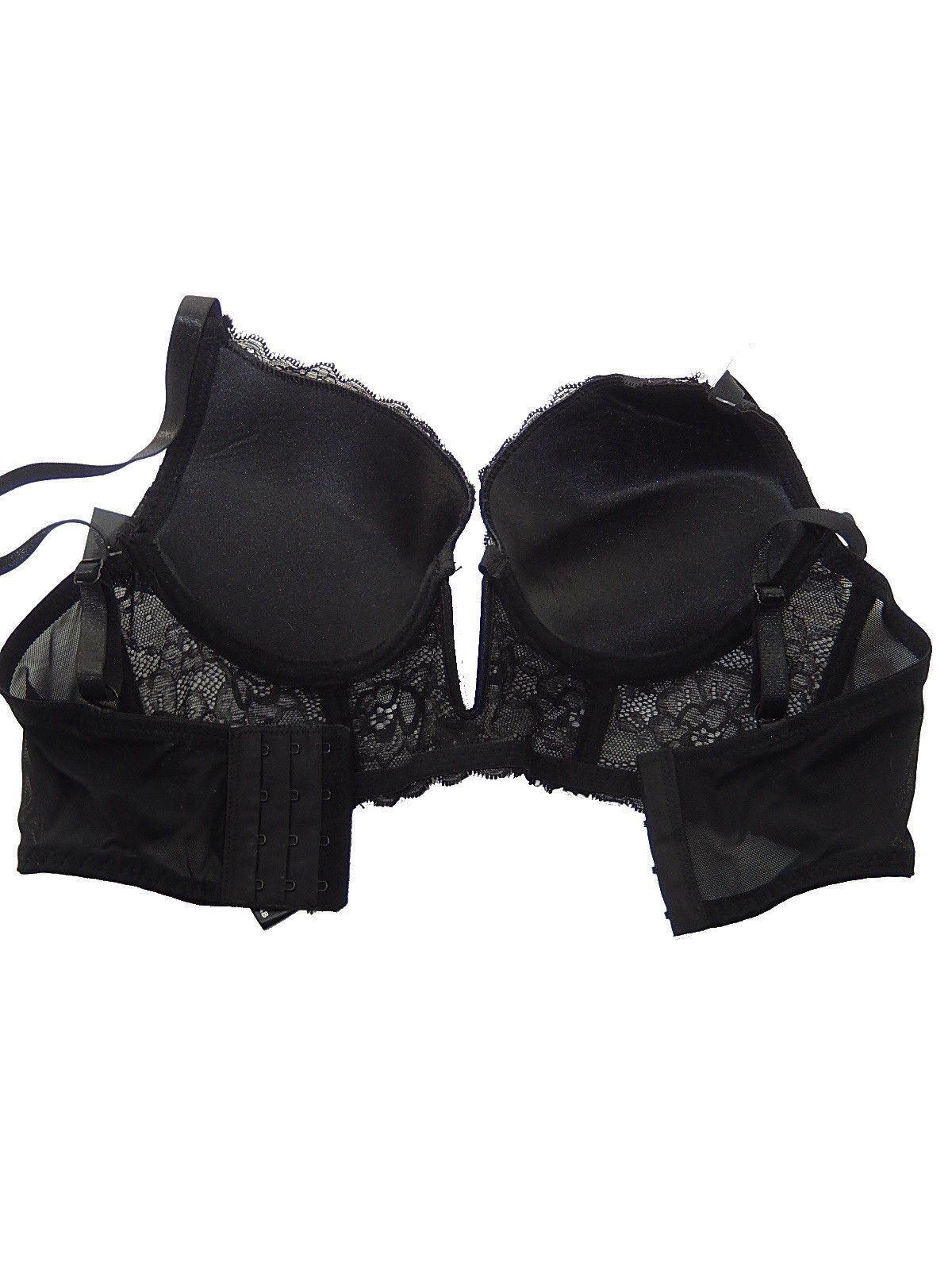 MAX CLEAVAGE DEEP PLUNGE BONED MESH BUSTIER CORSET PUSH UP BRA TOP 34-44 B C DD