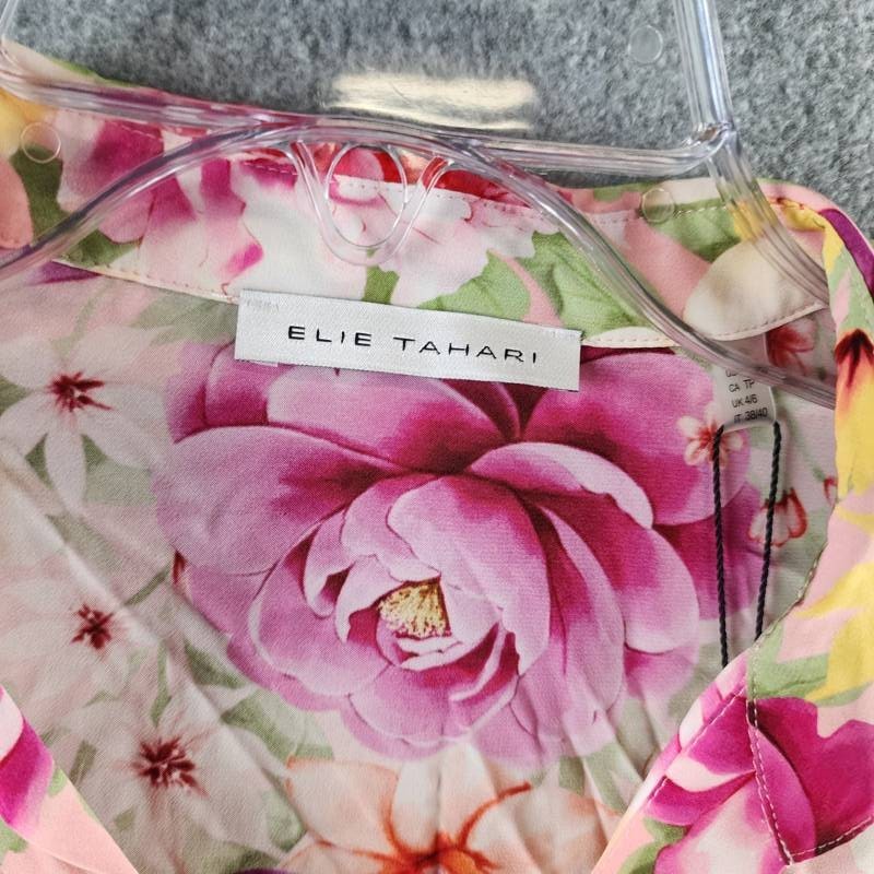 Elie Tahari Madeline Diamond Floral Button Up Blouse Women’s XS Multicolor