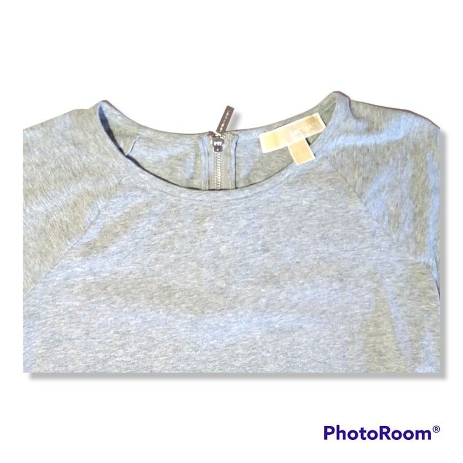 Michael Kors Exposed Back Zipper Fitted Shirt-Small-Metal MK Logo Charm-Casual