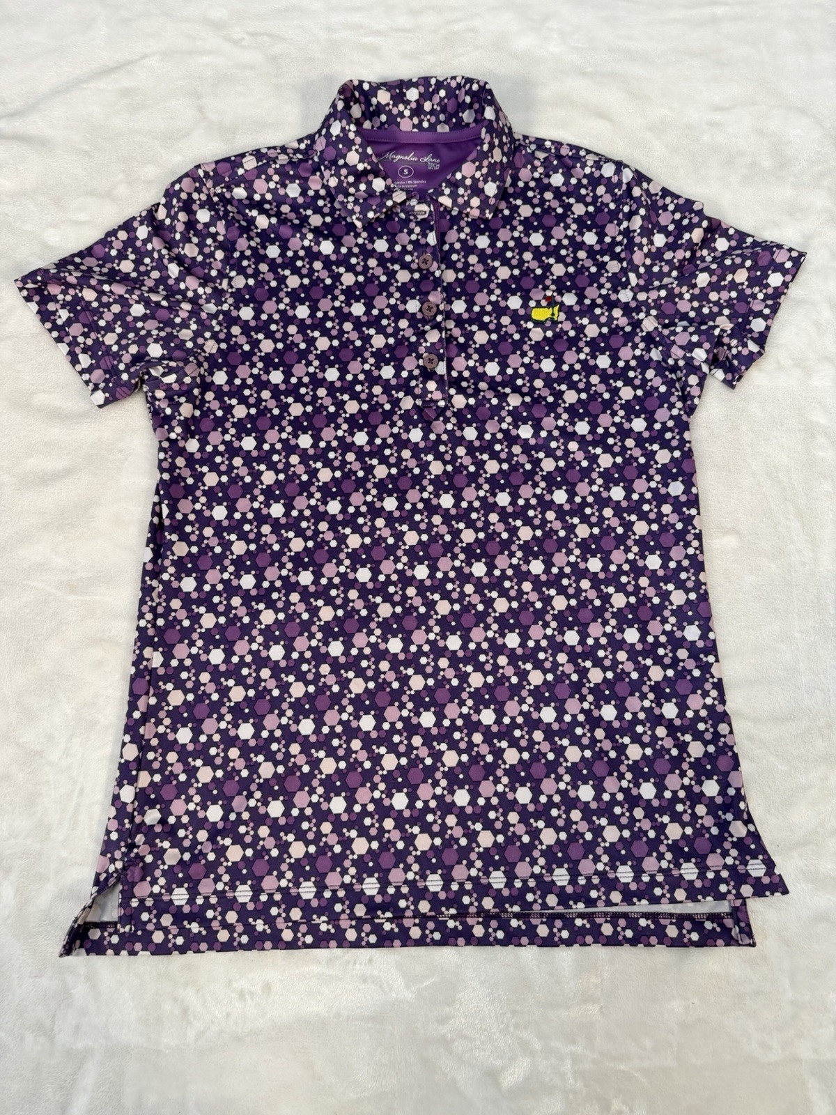 Masters Magnolia Lane Tech Polo Shirt Womens Sm Purple Hex Augusta Golf 50+ UPF