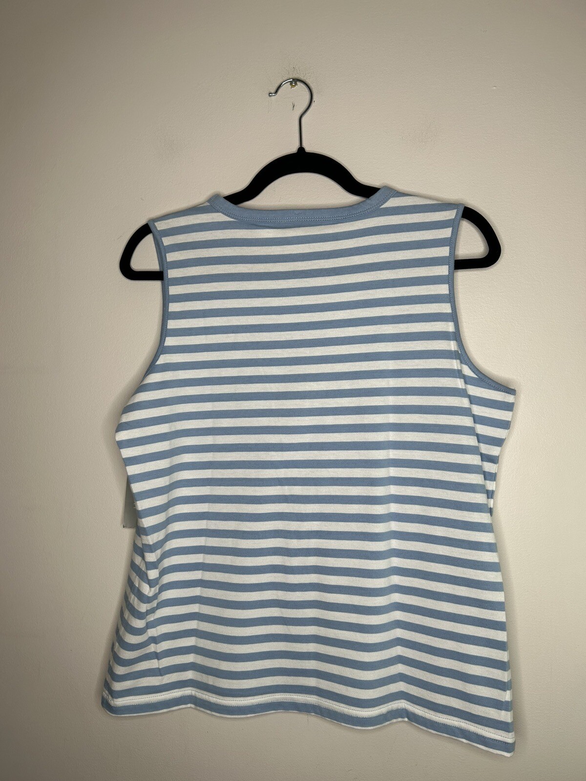 First Issue Liz Claiborne Blue White Striped Cherry Tank Top Y2K Size Medium NWT