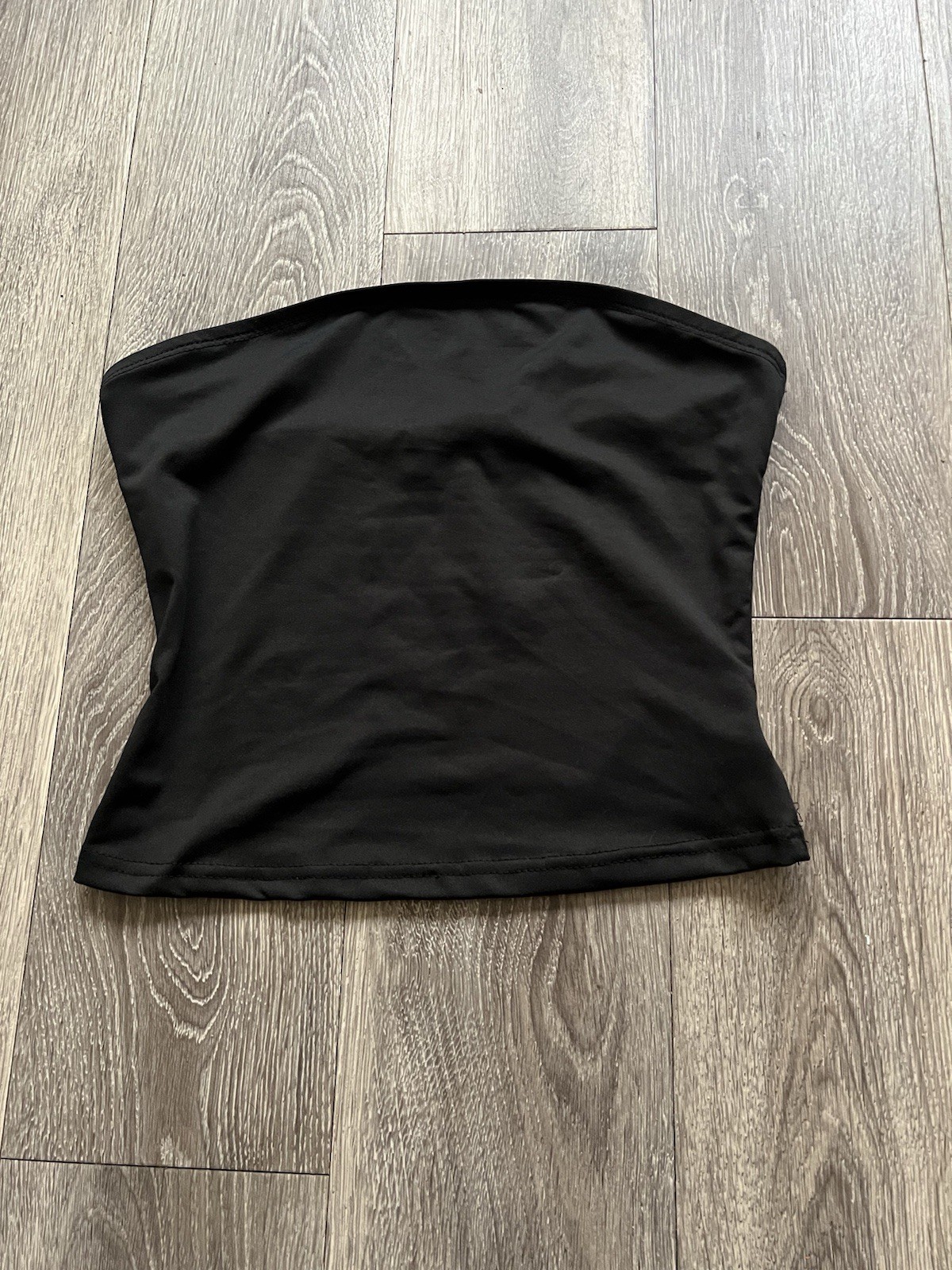 Joocy Babi Black Solid Strapless Knit Tube Top, Polyester Elastane Women S